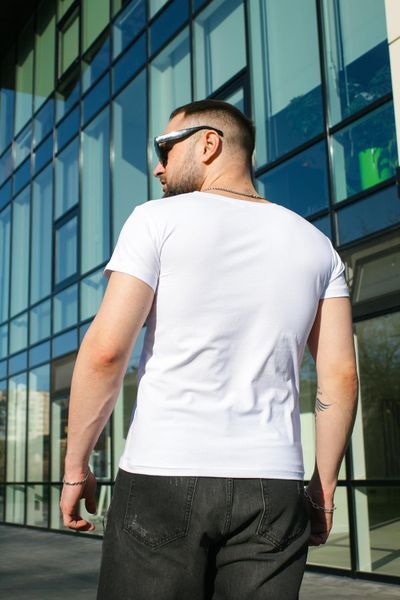 Чоловіча футболка з V-вирізом (Турецький кулір) - Premium Cotton Біла S 1591025773-01 фото