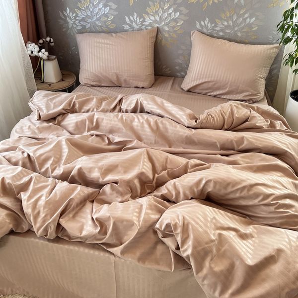 Постільна білизна Miomare Сатин-страйп Cappuccino Cozy (75% бавовна) - Капучино MM cap pivtora70 фото