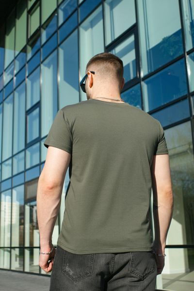 Мужская футболка с V-вырезом (Турецкий кулир) - Premium Cotton Хаки S 1620981679-01 фото