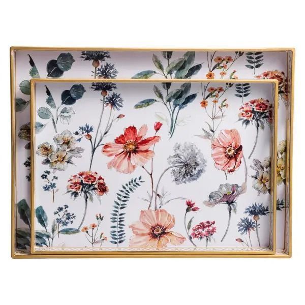 Набор пластиковых подносов Flowers для сервировки, 2 шт HP-HK-19 фото