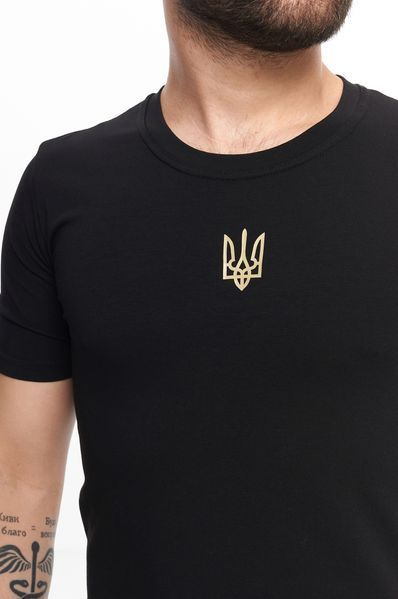 Чоловіча футболка "Тризуб" (Турецький кулір) - Класична Чорна S 9133669594-01 фото