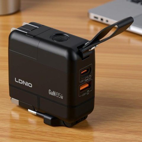 Швидкий мережевий зарядний пристрій LDNIO 65W GaN з кабелем USB-C 00046914 фото