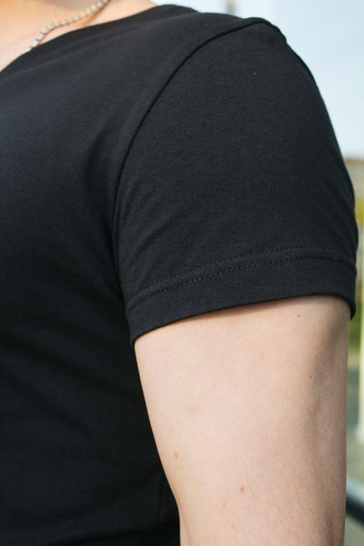 Чоловіча футболка з V-вирізом (Турецький кулір) - Premium Cotton Чорна S 1607686166-01 фото