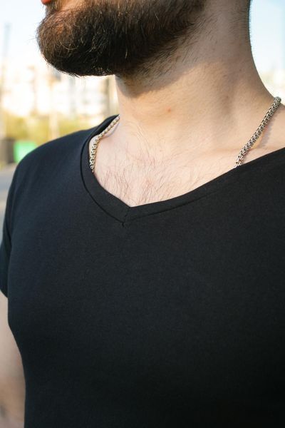 Чоловіча футболка з V-вирізом (Турецький кулір) - Premium Cotton Чорна S 1607686166-01 фото