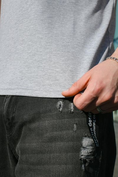 Чоловіча футболка з V-вирізом (Турецький кулір) - Premium Cotton Сіра S 1591025773-001 фото