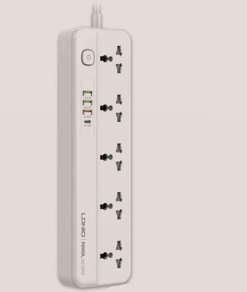 Мережевий подовжувач LDNIO SC5415 на 5 розеток з портами USB та Type-C (2м) ldn5415 фото