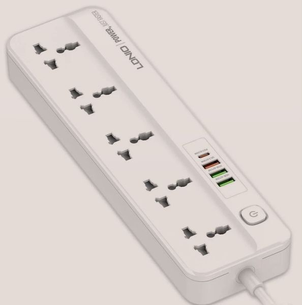 Мережевий подовжувач LDNIO SC5415 на 5 розеток з портами USB та Type-C (2м) ldn5415 фото