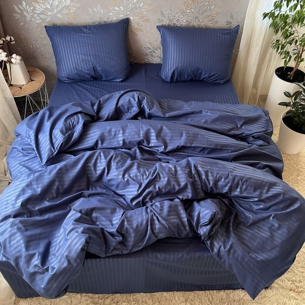 Постільна білизна Miomare Сатин-страйп Royal Deep Blue (75% бавовна) - Синій MM sin pivtora70 фото