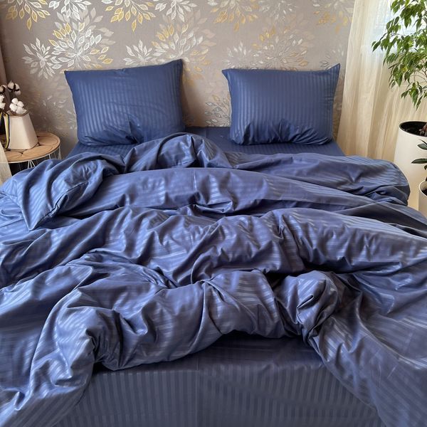 Постільна білизна Miomare Сатин-страйп Royal Deep Blue (75% бавовна) - Синій MM sin pivtora70 фото