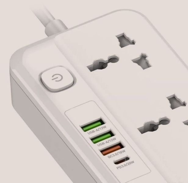 Мережевий подовжувач LDNIO SC5415 на 5 розеток з портами USB та Type-C (2м) ldn5415 фото