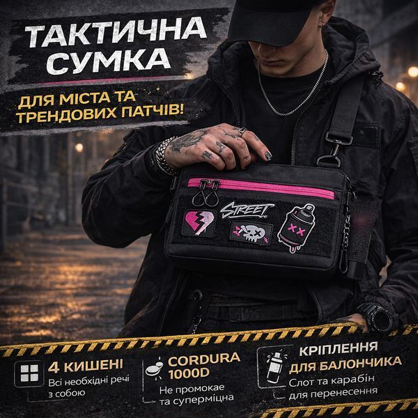 Тактична сумка для патчів з яскравою блискавкою (Чорна) ws17559 фото
