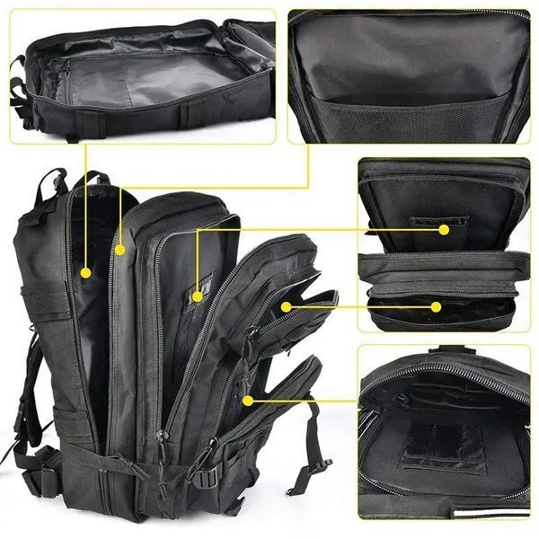 Тактичний штурмовий рюкзак Tactic 1000D 25 л (Чорний) ws34293 фото