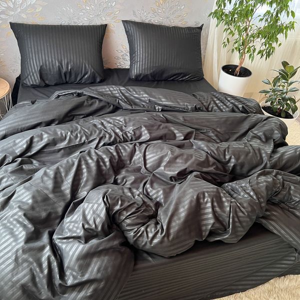 Постільна білизна Miomare Сатин-страйп Black Onyx (75% бавовна) - Чорний MM chern pivtora70 фото
