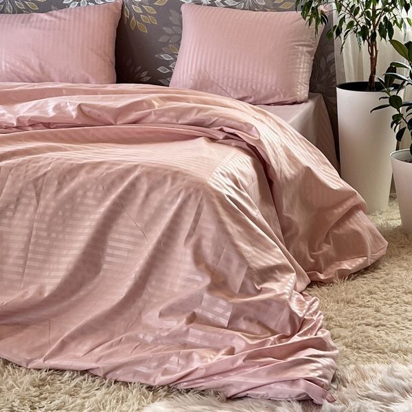Постільна білизна Miomare Сатин-страйп Powder Rose Deluxe (75% бавовна) - Рожева пудра MM roz pivtora70 фото