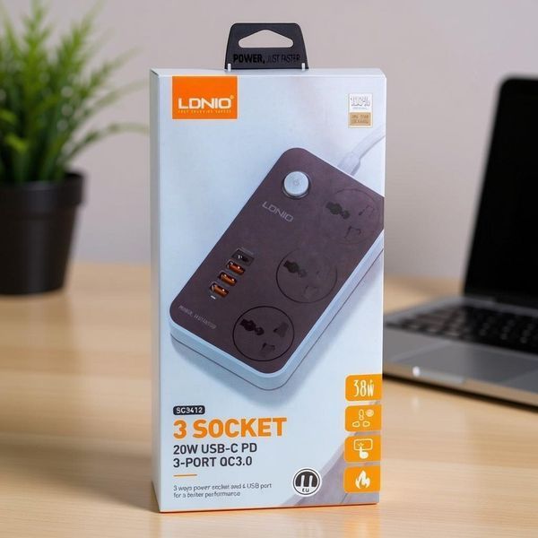 Сетевой удлинитель LDNIO SC3412 с 3 портами PD и 3 USB QC 3.0 ldno3412 фото