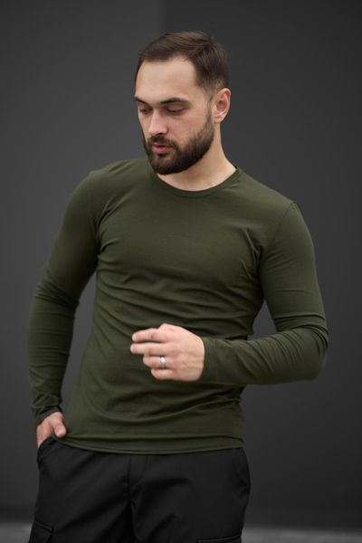 Мужской базовый лонгслив с длинным рукавом хаки S 2597236115-02 фото