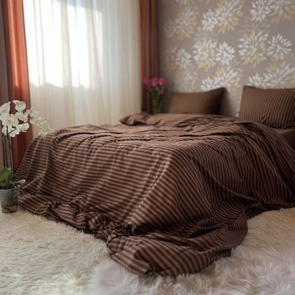 Постільна білизна Бязь Gold Lux &laquo;Коричнева смужка&raquo; kori4polos_dv50 фото